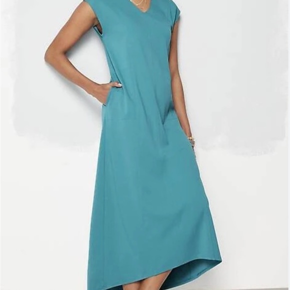 J. Jill Lg Wearever Black Double-Face Jersey Elliptical A-Line Dress Cap Sleeve - Picture 9 of 9